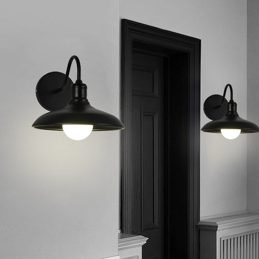 Industrial Pot Lid Iron 1-Light Wall Sconce Lamp