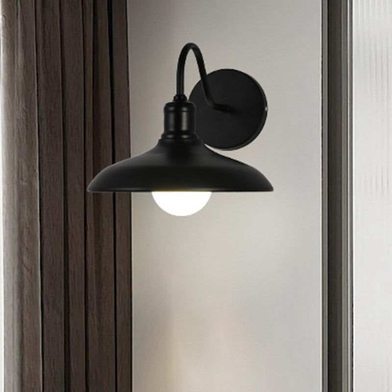 Industrial Pot Lid Iron 1-Light Wall Sconce Lamp