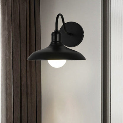 Industrial Pot Lid Iron 1-Light Wall Sconce Lamp