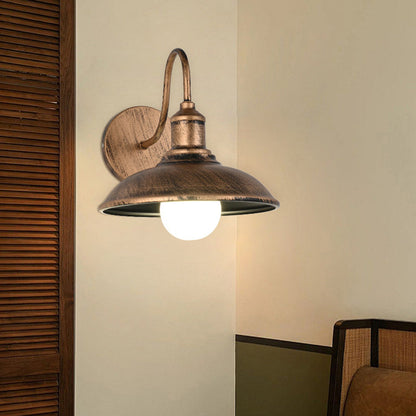 Industrial Pot Lid Iron 1-Light Wall Sconce Lamp