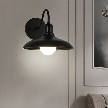 Industrial Pot Lid Iron 1-Light Wall Sconce Lamp