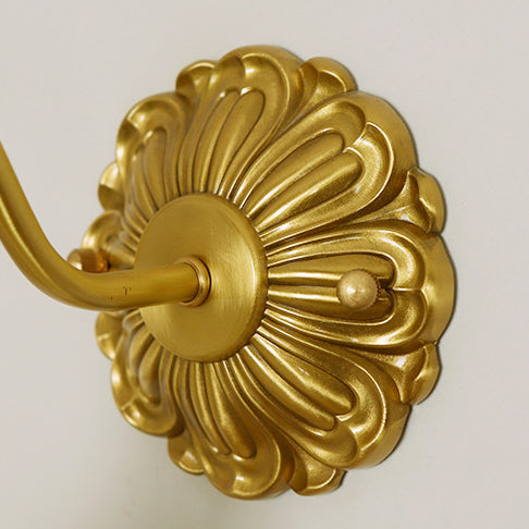 Traditional Flower Brass Glass 1-Light Wall Sconce Lamp