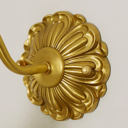 Traditional Flower Brass Glass 1-Light Wall Sconce Lamp