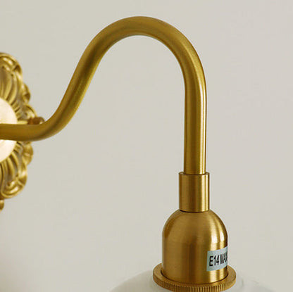 Traditional Flower Brass Glass 1-Light Wall Sconce Lamp