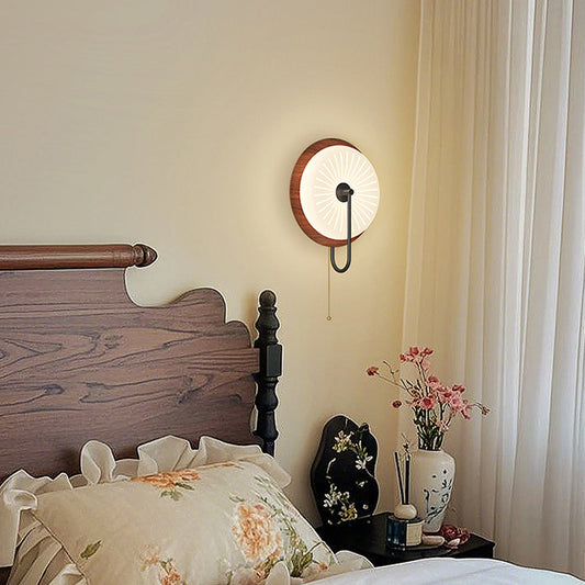 Traditional Round Iron PE LED Zipper Wall Sconce Lamp