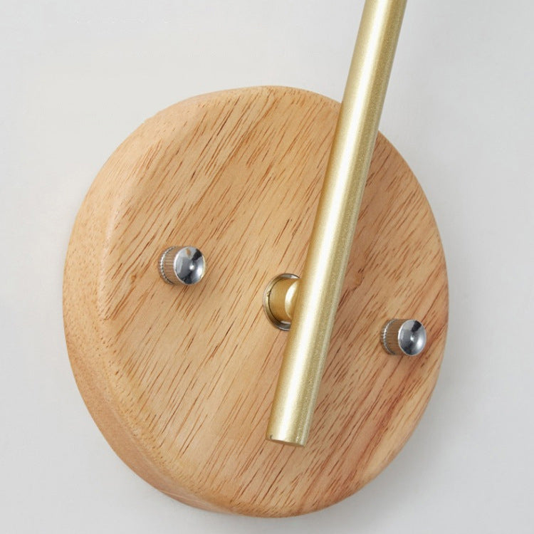 Geometric Rubberwood Glass 1-Light Wall Sconce Lamp