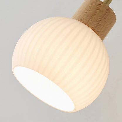 Geometric Rubberwood Glass 1-Light Wall Sconce Lamp