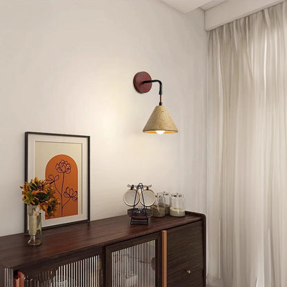 Geometric Resin Yellow Travertine 1-Light Wall Sconce Lamp