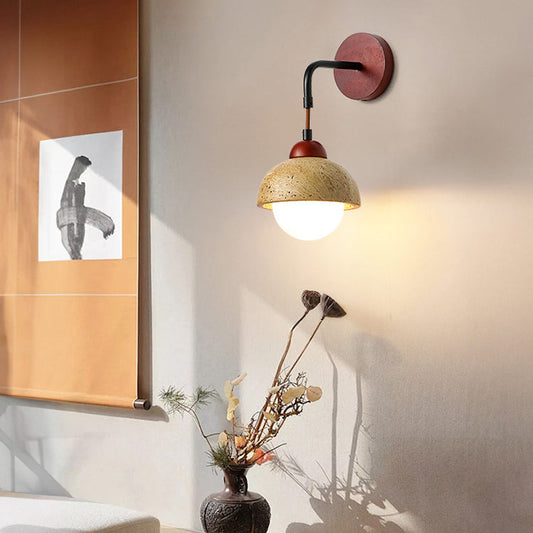 Geometric Resin Yellow Travertine 1-Light Wall Sconce Lamp
