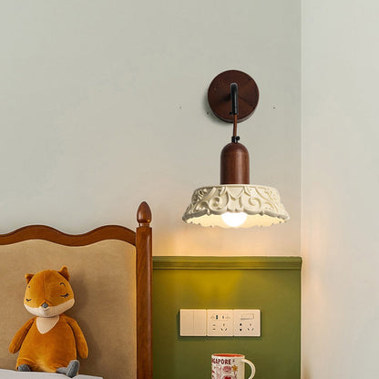 Carved Shape Resin Solid Wood 1-Light Wall Sconce Lamp