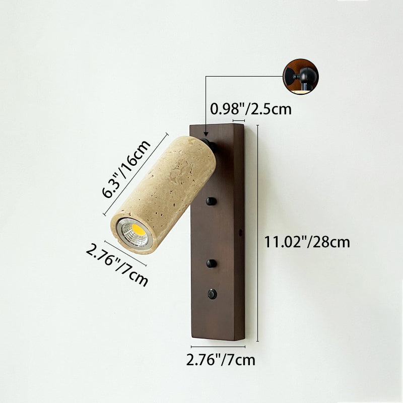 Cylindrical Yellow Travertine Iron 1-Light Wall Sconce Lamp