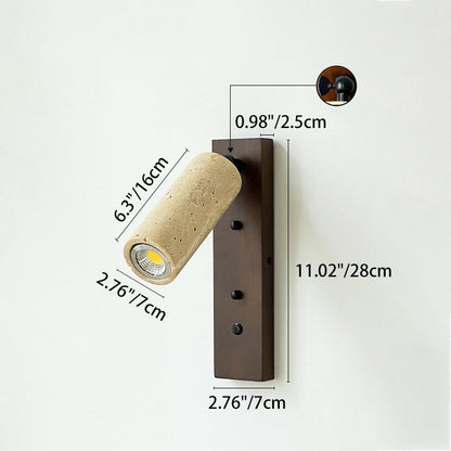 Cylindrical Yellow Travertine Iron 1-Light Wall Sconce Lamp