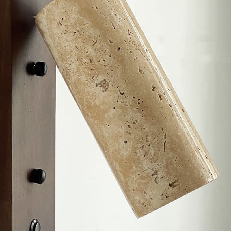 Cylindrical Yellow Travertine Iron 1-Light Wall Sconce Lamp