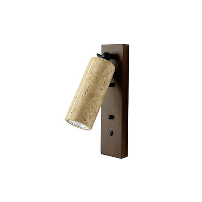 Cylindrical Yellow Travertine Iron 1-Light Wall Sconce Lamp
