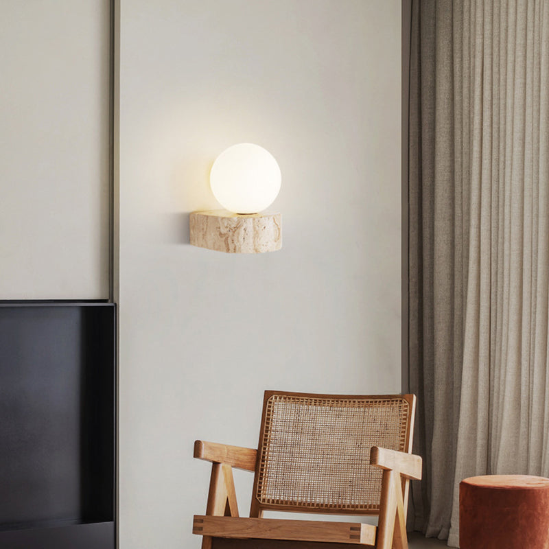 Simplicity Travertine Glass 1/2-Light Wall Sconce Lamp