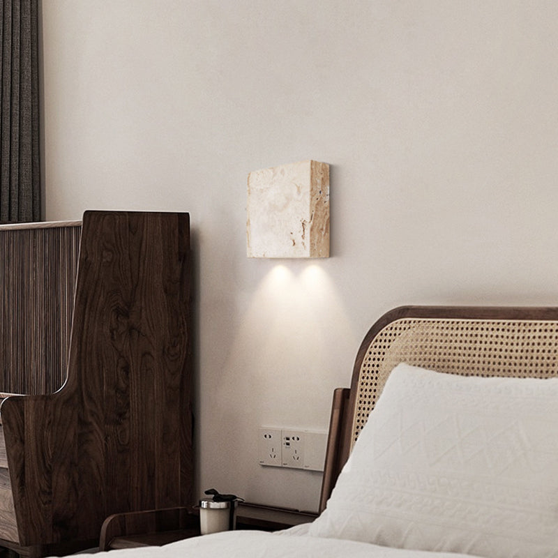 Simplicity Travertine Glass 1/2-Light Wall Sconce Lamp