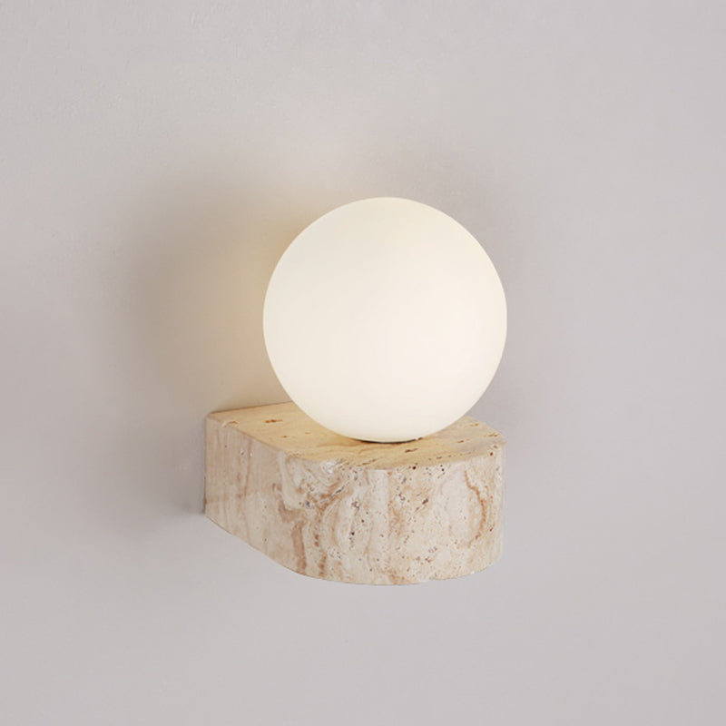 Simplicity Travertine Glass 1/2-Light Wall Sconce Lamp