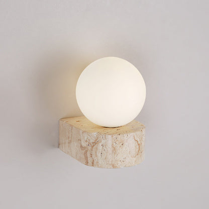 Simplicity Travertine Glass 1/2-Light Wall Sconce Lamp