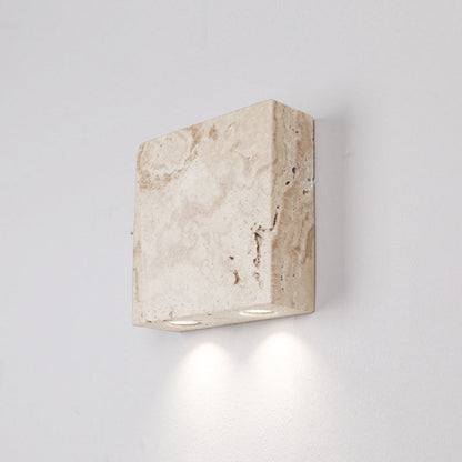 Simplicity Travertine Glass 1/2-Light Wall Sconce Lamp