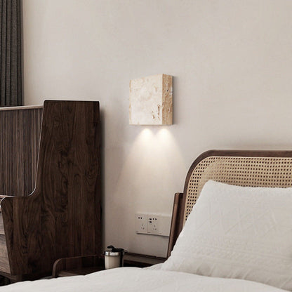 Simplicity Travertine Glass 1/2-Light Wall Sconce Lamp