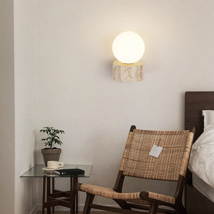 Simplicity Travertine Glass 1/2-Light Wall Sconce Lamp
