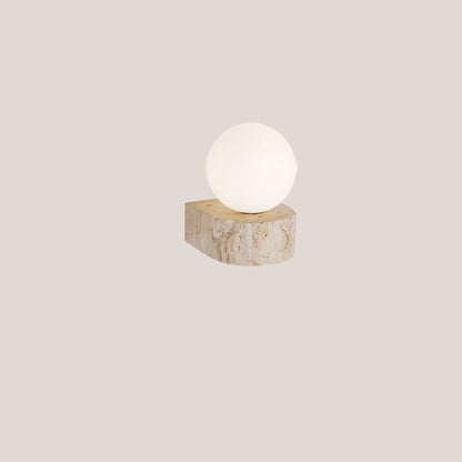 Simplicity Travertine Glass 1/2-Light Wall Sconce Lamp