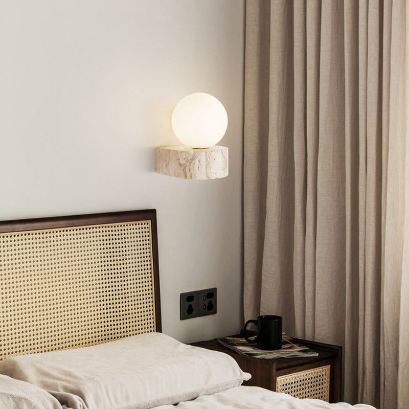 Simplicity Travertine Glass 1/2-Light Wall Sconce Lamp