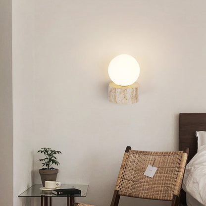 Simplicity Travertine Glass 1/2-Light Wall Sconce Lamp