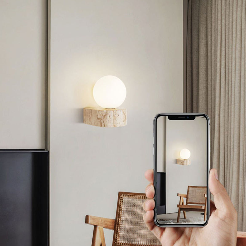 Simplicity Travertine Glass 1/2-Light Wall Sconce Lamp