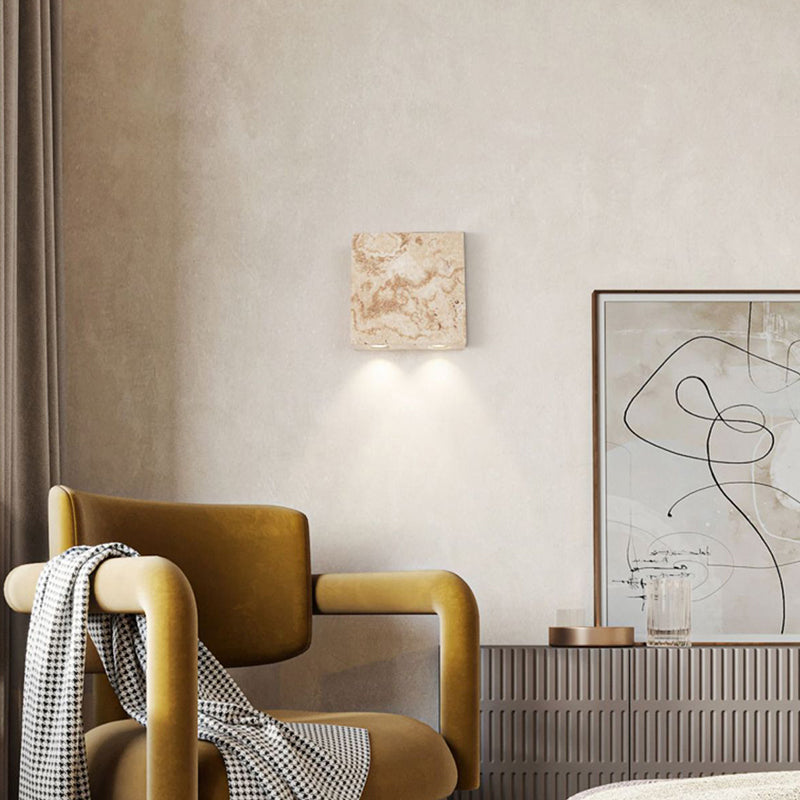 Simplicity Travertine Glass 1/2-Light Wall Sconce Lamp