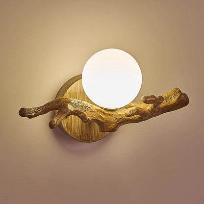 Chinese Branch Circle Resin PVC 1-Light Wall Sconce Lamp