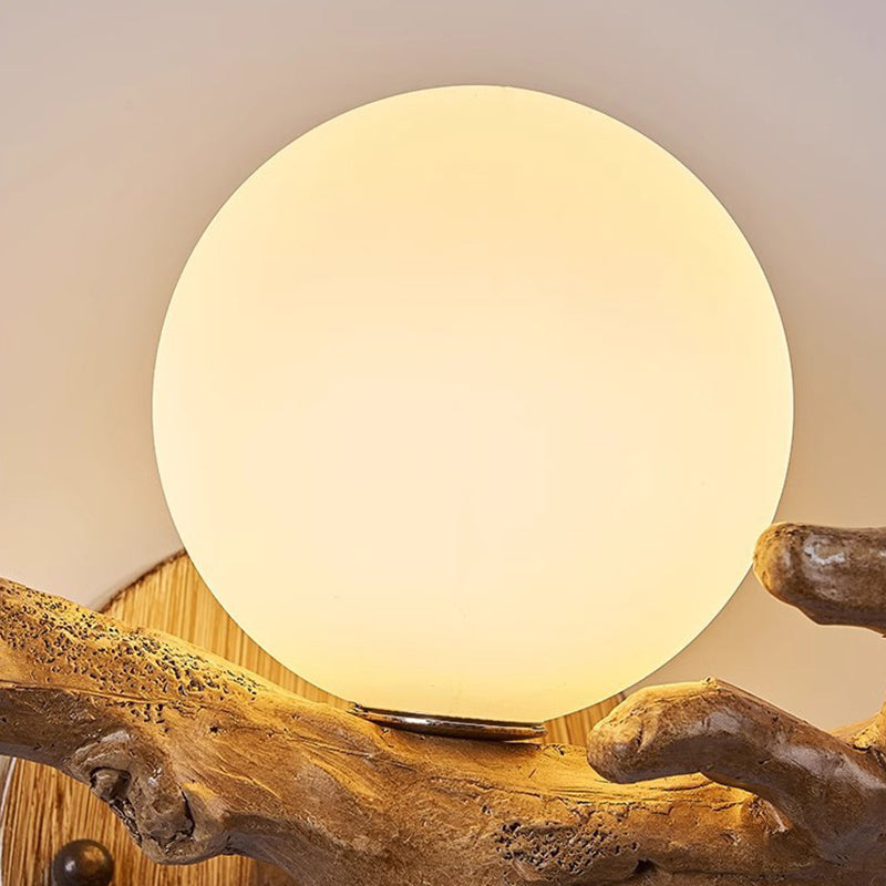 Chinese Branch Circle Resin PVC 1-Light Wall Sconce Lamp