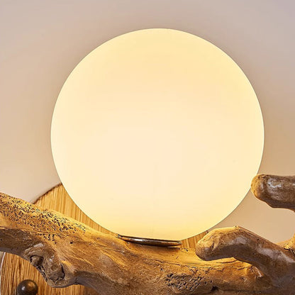 Chinese Branch Circle Resin PVC 1-Light Wall Sconce Lamp