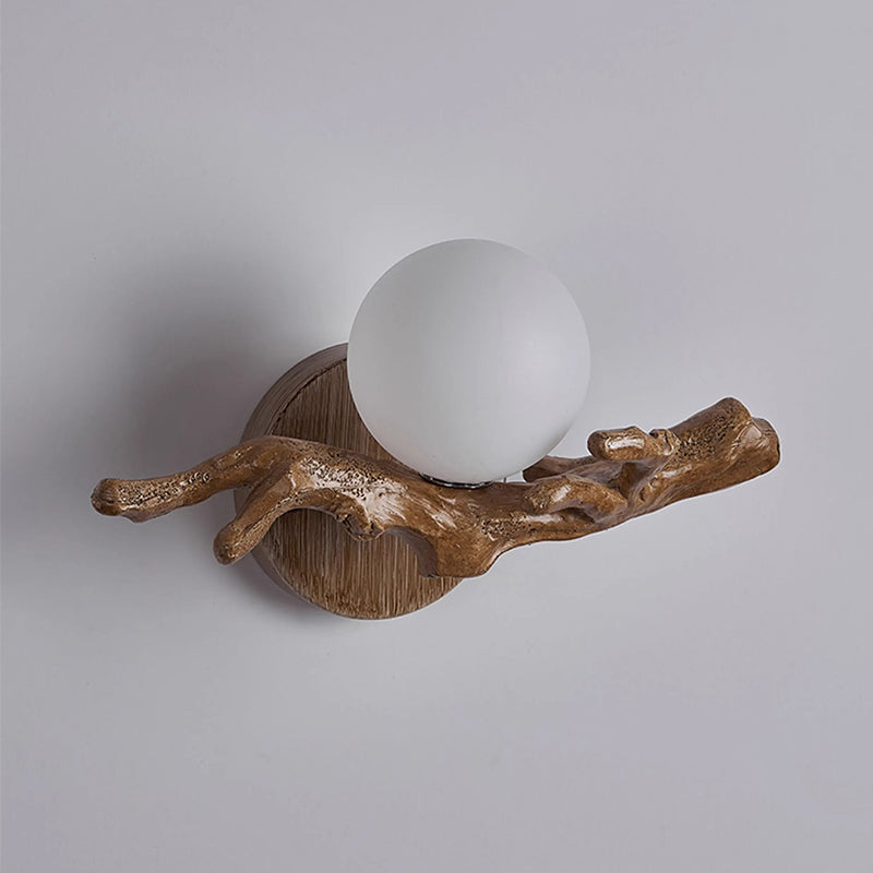 Chinese Branch Circle Resin PVC 1-Light Wall Sconce Lamp