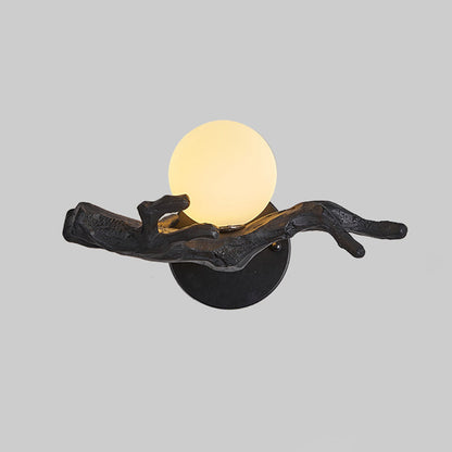 Chinese Branch Circle Resin PVC 1-Light Wall Sconce Lamp