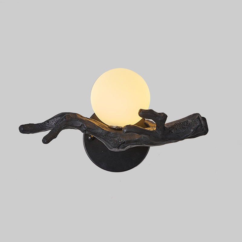 Chinese Branch Circle Resin PVC 1-Light Wall Sconce Lamp
