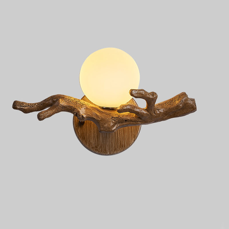 Chinese Branch Circle Resin PVC 1-Light Wall Sconce Lamp