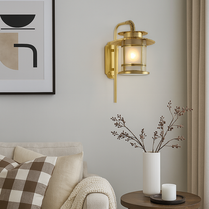Chinese Copper Soldered Glass 1-Light Wall Sconce Lamp