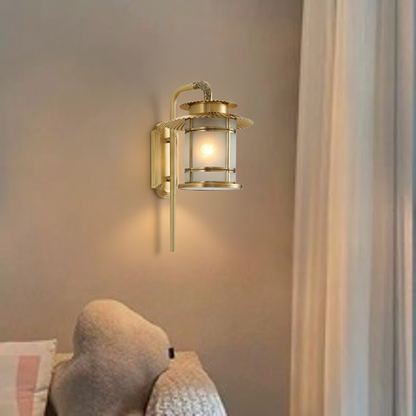 Chinese Copper Soldered Glass 1-Light Wall Sconce Lamp
