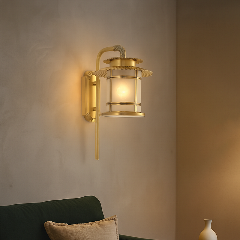 Chinese Copper Soldered Glass 1-Light Wall Sconce Lamp