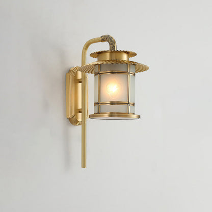 Chinese Copper Soldered Glass 1-Light Wall Sconce Lamp