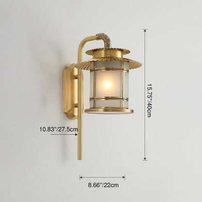 Chinese Copper Soldered Glass 1-Light Wall Sconce Lamp