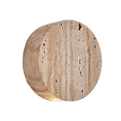 Minimalist Round Yellow Travertine 1-Light Wall Sconce Lamp