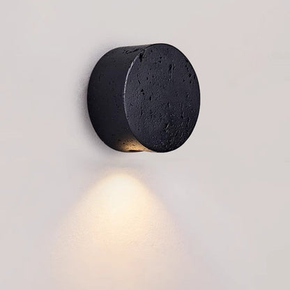 Minimalist Round Yellow Travertine 1-Light Wall Sconce Lamp