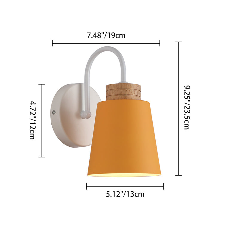 Nordic Cylindrical Wood Iron 1-Light Wall Sconce Lamp
