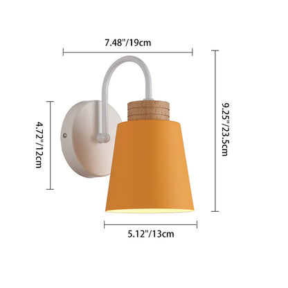 Nordic Cylindrical Wood Iron 1-Light Wall Sconce Lamp