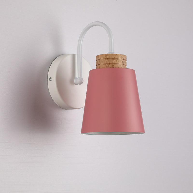 Nordic Cylindrical Wood Iron 1-Light Wall Sconce Lamp