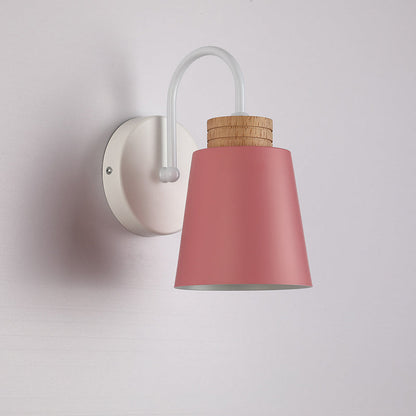 Nordic Cylindrical Wood Iron 1-Light Wall Sconce Lamp