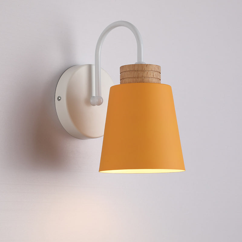Nordic Cylindrical Wood Iron 1-Light Wall Sconce Lamp