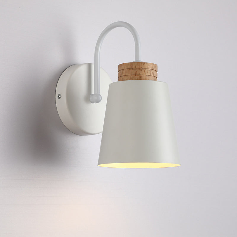 Nordic Cylindrical Wood Iron 1-Light Wall Sconce Lamp